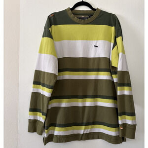 Vtg Akademiks ASAP demiks Polo Shirt Mens XL Rugby Green Striped Heavy 90s Y2K